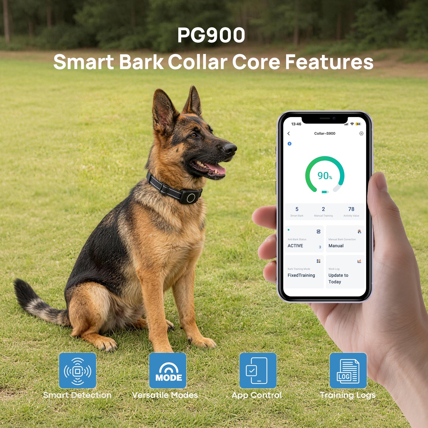 PawGuard PG900 Smart Anti-Bark Collar with App